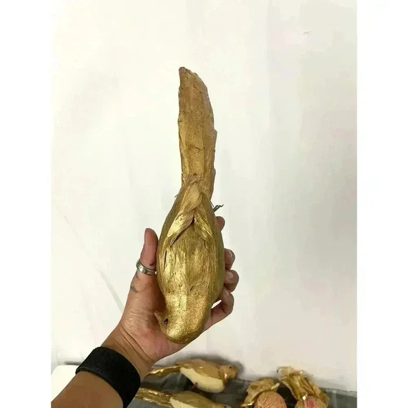 VTG 12x Christmas Decorations Gold Glitter Feathers Feather Birds Ornaments - Picture 9 of 15